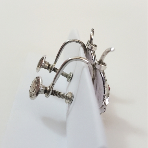 Vintage Sterling Silver Bond Boyd Calla Lily Screw-back Earrings - Picture 4 of 5